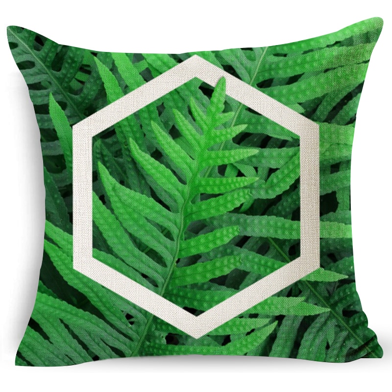 18 Home decoratieve kussens katoen linnen sierkussen groene bladeren print gezellige rugleuning kussen beddengoed kussensloop LXC: 3903