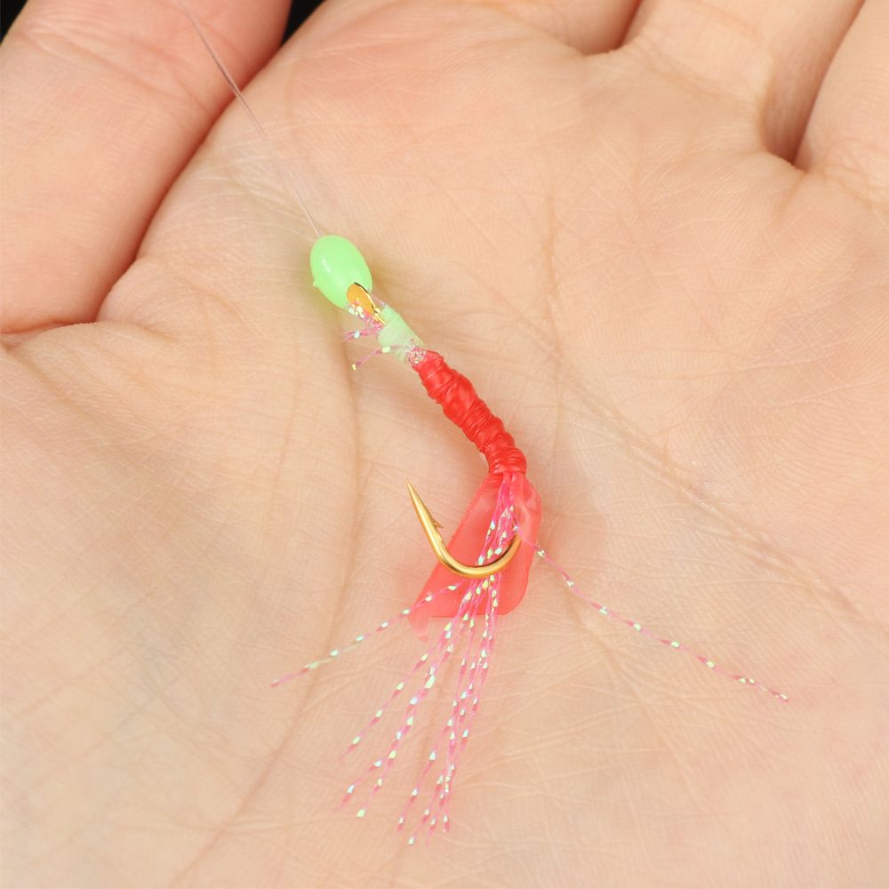 1Pack Sabiki Rigs Saltwater Artificial Fishing Lures Luminous Sea Bait Mackerel Pesca Tackle Fishskin String Hooks Feather Hook