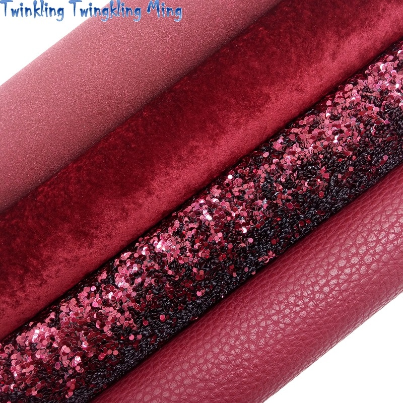Vin glitter tyg, glitter sammet, litchi mocka syntetiskt läder tyg lakan för rosett  a4 21 x 29cm blinkande ming  xm689