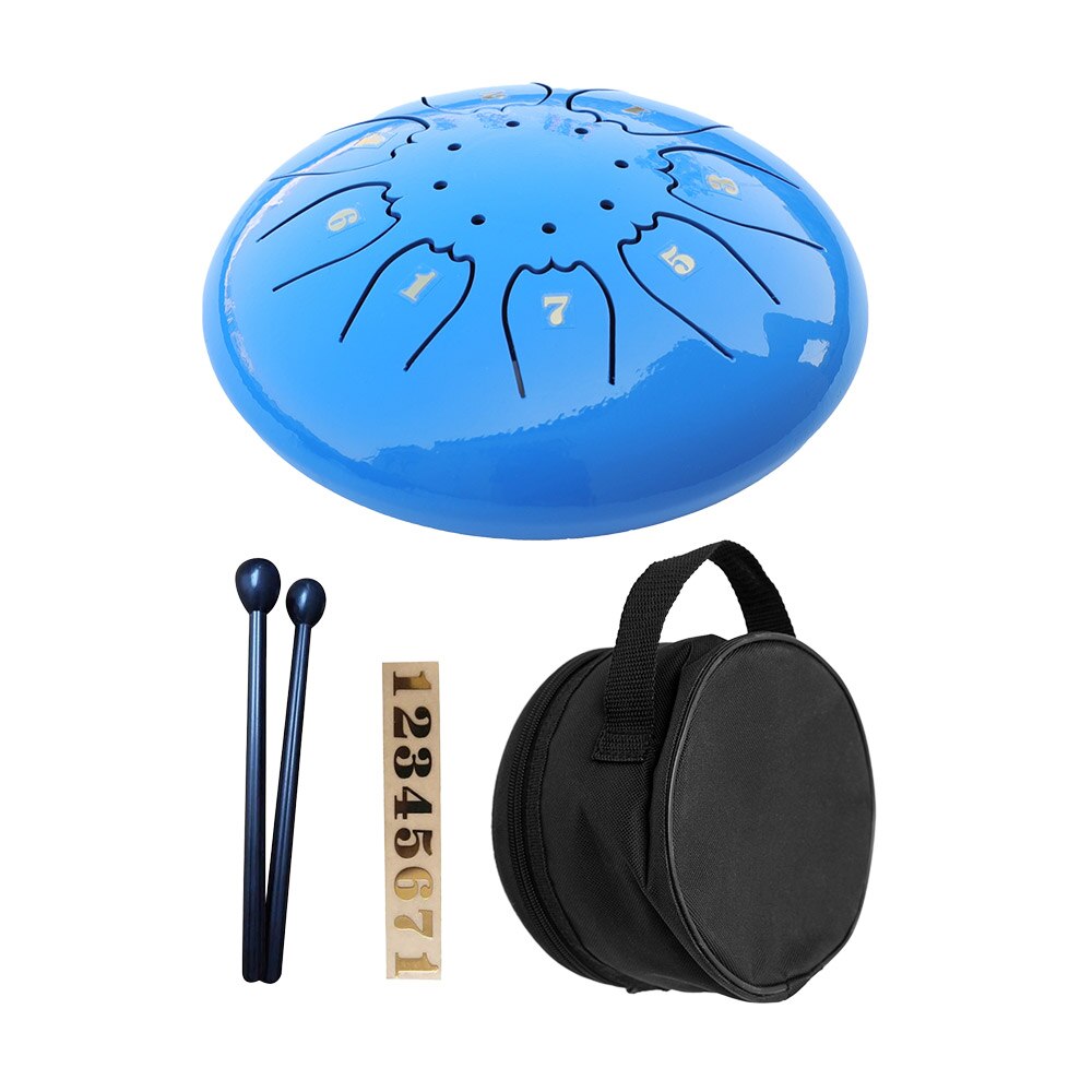 Mini Steel Tongue Drum Metal Hand Drum 5 Inch C Tone 8 Notes Percussion Instrument Stainless Steel with Storage Bag Drumstick