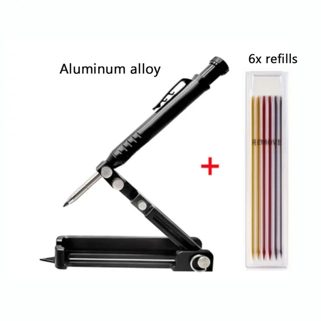 Multi-function Scribing Tool DIY Carpentry Graffiti Line Measuring Hand Tools Aluminum Alloy Scribe Tool with Deep Hole Pencil: WHITE