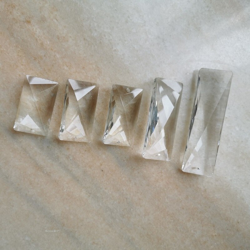 10 Stks/partij Clear Multi-Facet Crystal Lange Bar Prisma Kroonluchter Kristal Met 1 Of 2 Gaten Home Gordijn Accessoires
