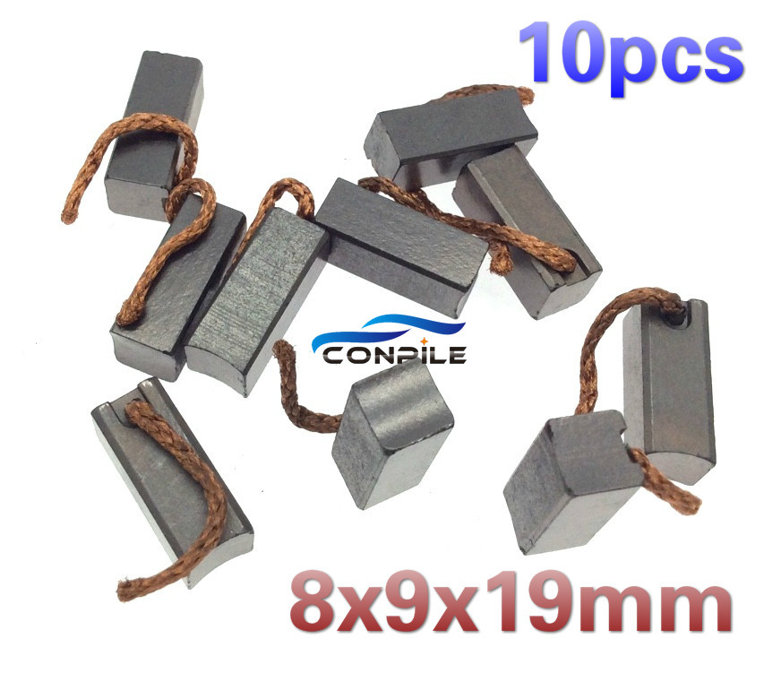 10 Uds. Cepillo de carbón de 8x9x19mm para vehículo, automóvil, camión, calentador, ventilador, ventilador, ventilador de aire, cepillos de carbono para Motor de coche