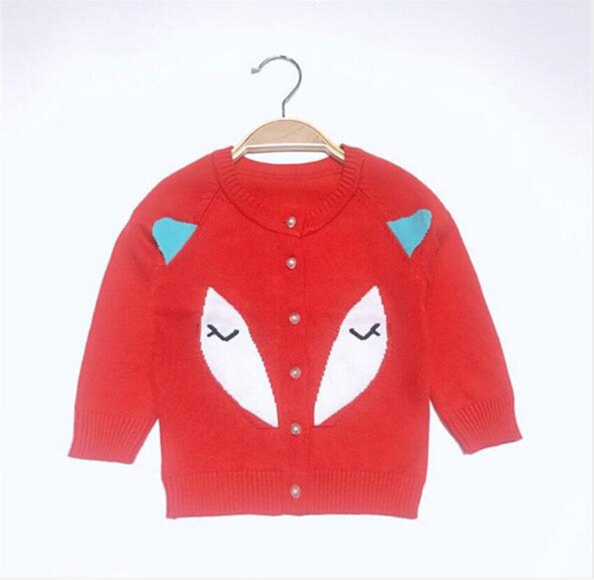 Gebreide Meisjes Vest Herfst kinderen Trui Vos Print Kids Baby Meisjes Truien Katoen Peuter Vest Trui voor Meisjes: Rood / 2T