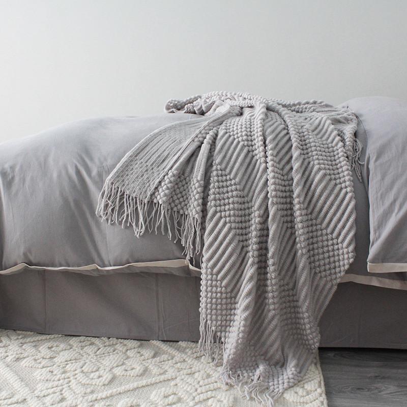 Couvre-lit tricoté en tricot à bulles | Couverture de canapé de lit de 34, couvre-lit de l'europe solide, pour lits de voyage, de télévision, sieste en voiture