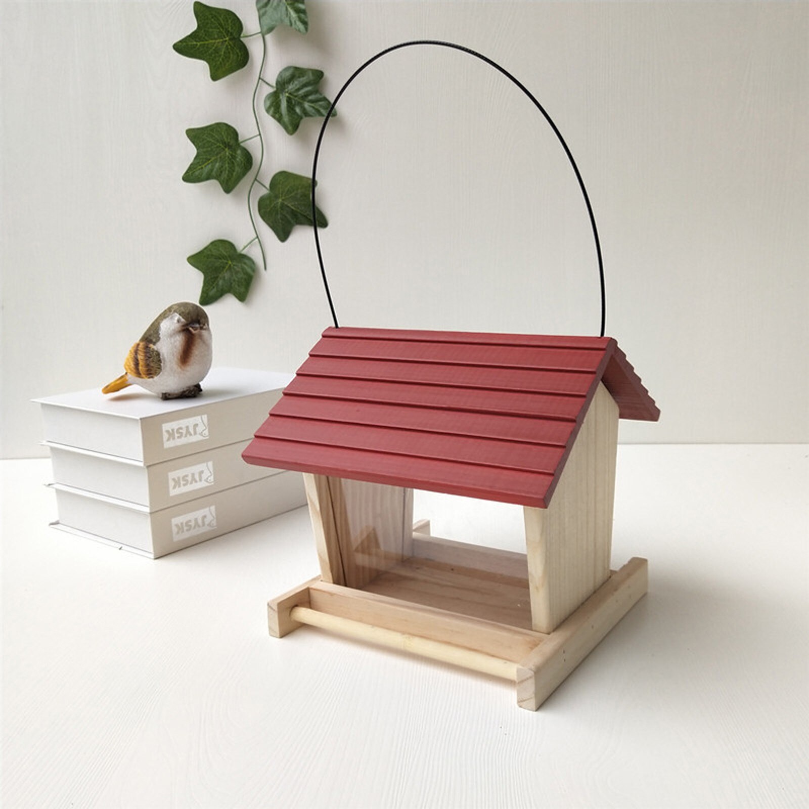 Wooden Bird Feeder Courtyard Villa Balcony Hanging Rainproof Bird Feeder Birds Food Supplie Container Appliance House Type Feed