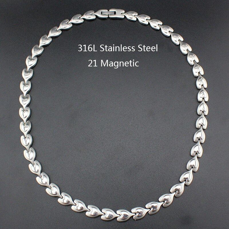 Hapiship Men/Women's 21 Magnetic Energy Stainless Steel Heart Therapy Power Necklace Bestfriend Birthday TG4615