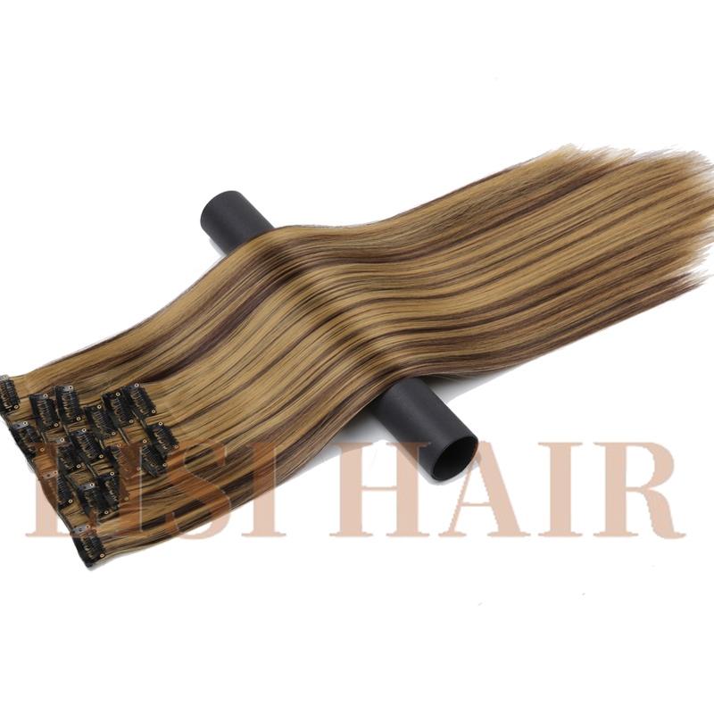 LISI HAIR 55cm Long 16 Clip in Hair Extension Straight Hairpiece Synthetic Hair For Women 140g High Temperature Fiber: 4H27