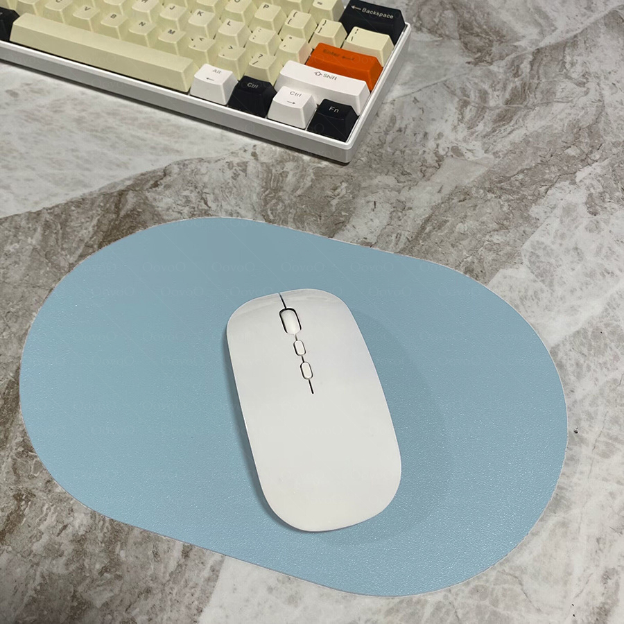 Oval small Mouse Pad Single-sided Solid Color Universal Non-slip Pad Mouse Pad Suitable for Laptop Office Leather Gaming Mouse P: SKY BLUE