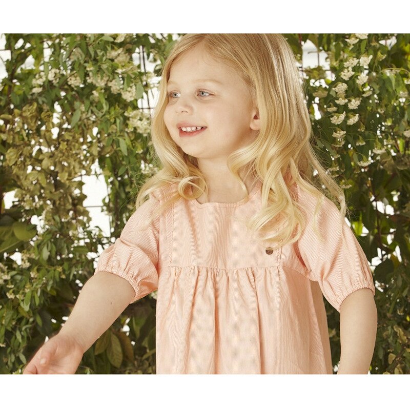 Dress For Girls Cotton Simple Casual Dresses Kids Little Girls Princess Dress Children Pink Striped Summer Dress
