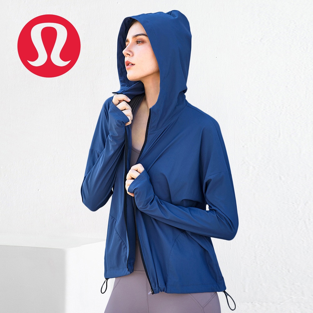 Lululemon-traje de fitness con capucha para mujer, chaqueta deportiva de manga larga con cierre y cremallera, informal, holgado, para correr y Yoga
