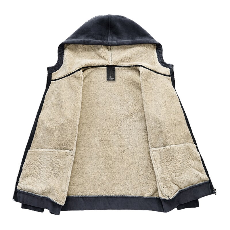 Mountainskin vinter fleece hoodie sweatshirt herr tjock varm kappa manlig enfärgad jacka herr märkeskläder 8xl sa811