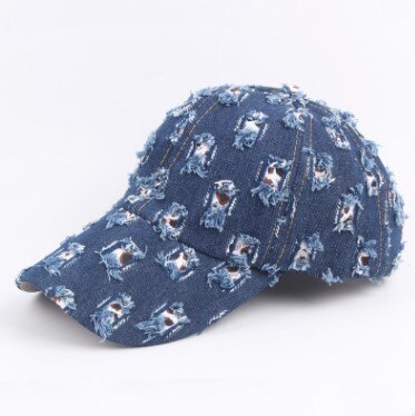 Xdanqinx damekasket vintage gammelt hul dekoration cowboyhatte til kvinder justerbar størrelse vasket denim personlighed hip hop hat: Farve 2