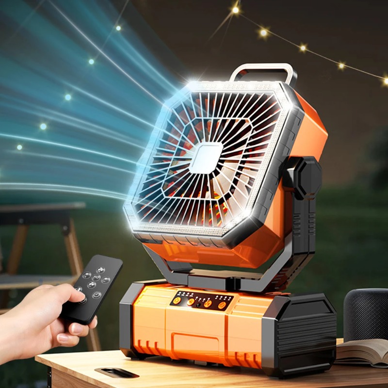 Ventilador de techo para acampar, circulador de Camping recargable de 20000Mah con luz y Control remoto, ventilador de circulación de aire frío para acampar
