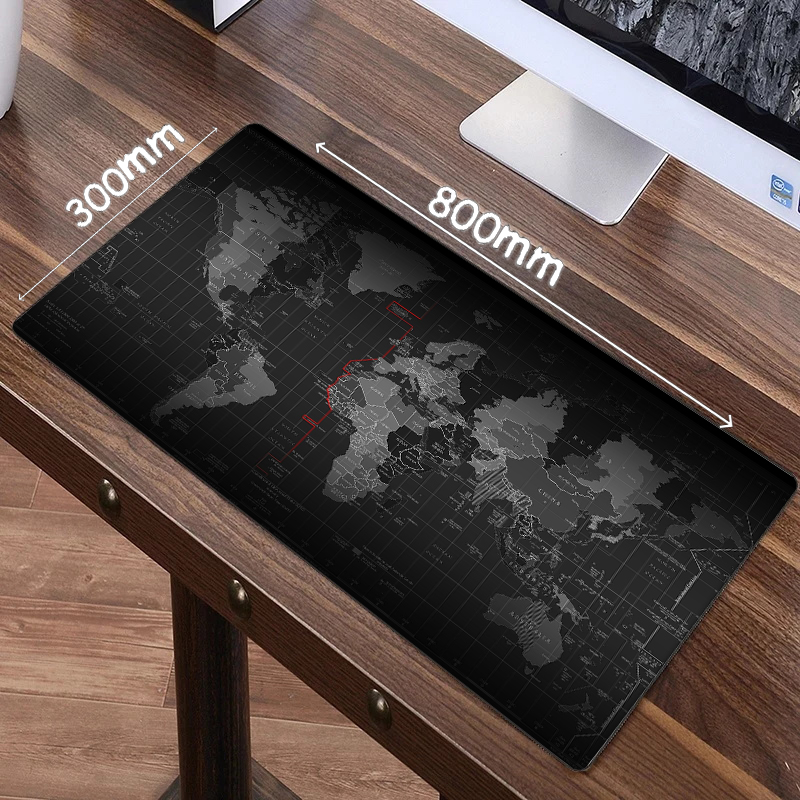 Map Mouse Pad Large Map Desk Mat Protector Gaming Mousepads Office Table Decor Keyboard Long Padding Notebook Computer Gamer Mat: black
