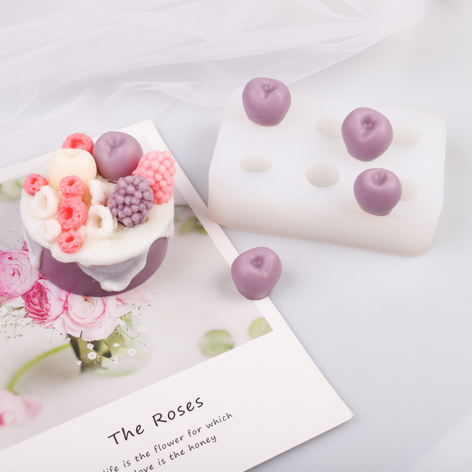 Cherry Moerbei Fruit Diy Aromatherapie Kaars Montage Mold Franse Mousse Chocolade Fruit Mold Kaars Maken Levert