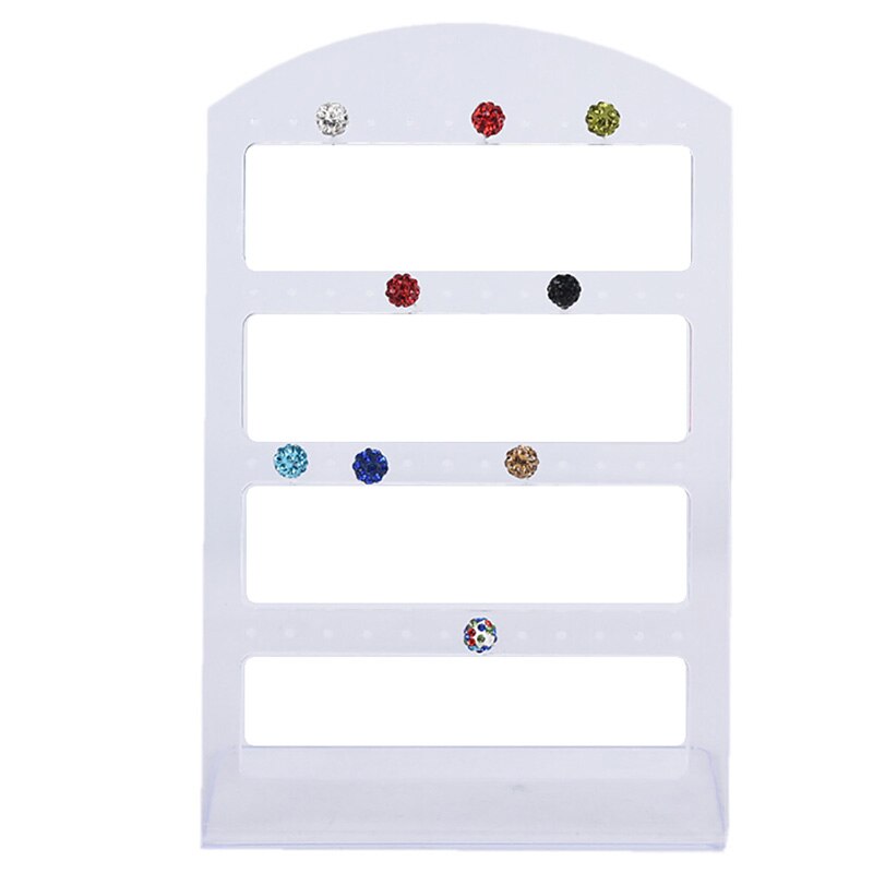 Sieraden display standaard met 24/48/72 gaten, organizer houder, plastic oorbellen display case: Wit 48 gaten