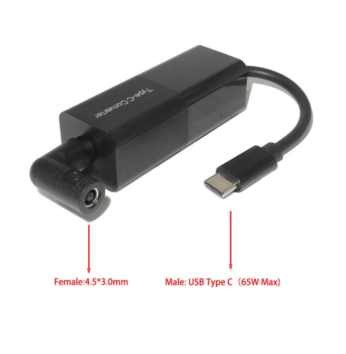 Usb Type C Converter Power Adapter Male Dc Jack Plug to 5.5*2.1 4.0*1.7 7.4*5.0 4.5*3.0mm Female 65W Adapter for Laptops: 4.5-3.0mm Female