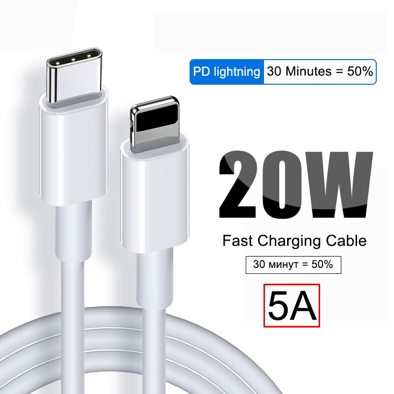 20W PD ładowarka kabel USB C dla iPhone 12 mini 11 zawodowiec XR X XS Max 8 SE kabel błyskawicy szybkie ładowanie danych kabel typu C przewód USB: 1 m