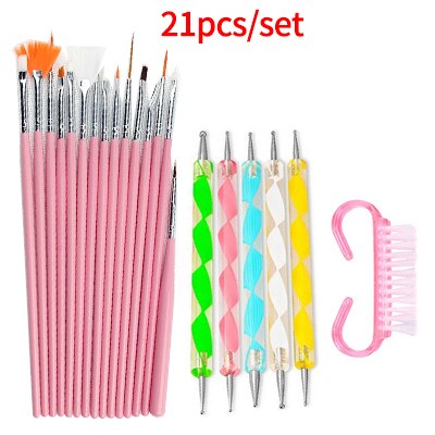 Pincéis de unhas conjunto para manicure unha arte escova pintura caneta gel unha polonês ferramentas remover a poeira limpeza unhas escova ferramentas: Style N