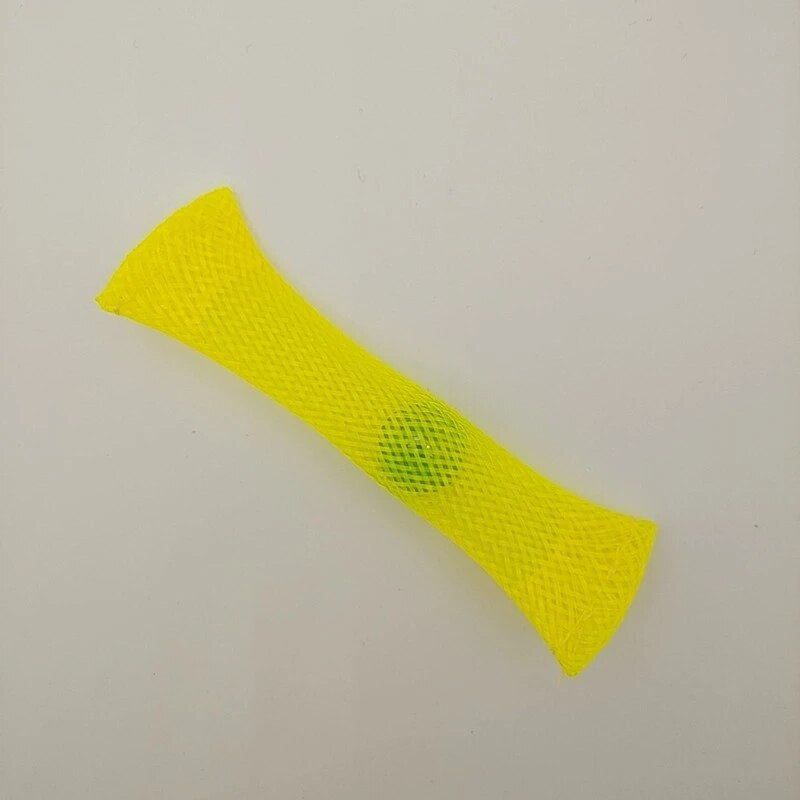 Tube de maille tissé avec billes balle autisme tdah anxiété thérapie jouets serrant Vent soulagement du Stress main Fidget jouet: Yellow