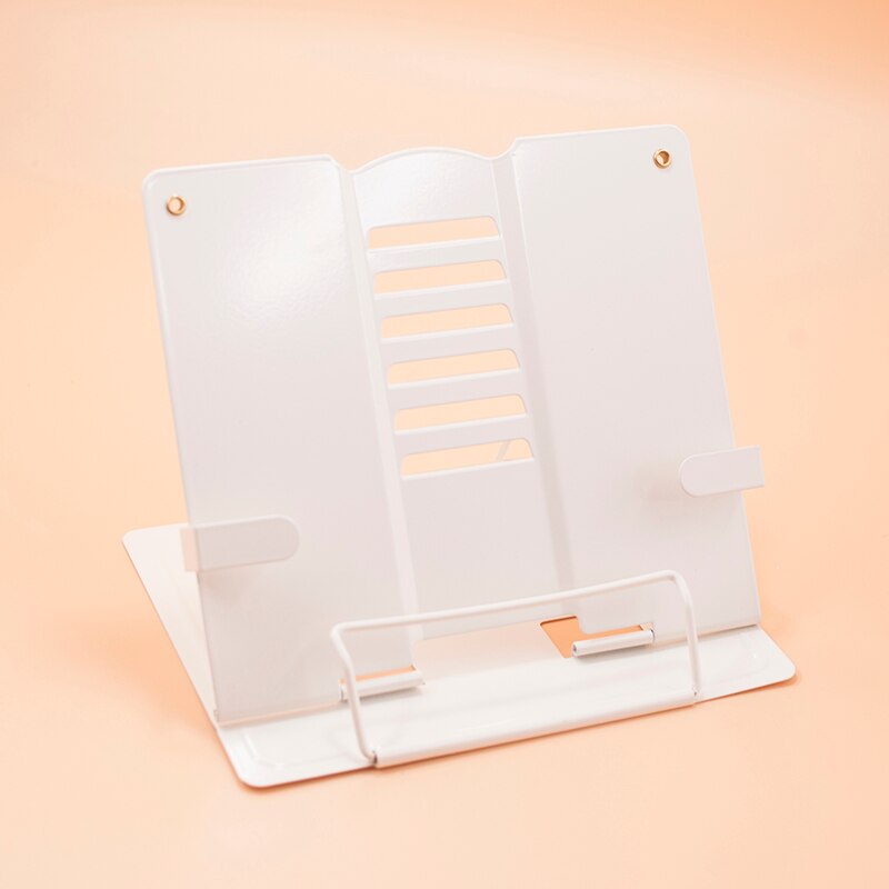 Verstelbare Draagbare Metalen Verstelbare Leesboek Houder Ondersteuning Document Plank Bookstand Tablet Muziek Score Recept Stand: white