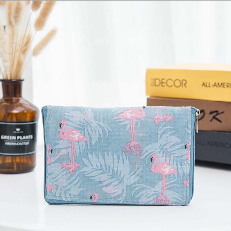 Eco Vriendelijke Opvouwbare Boodschappentas Vrouwen Handtassen Waterdichte Opvouwbare Herbruikbare Huishoudelijke Tassen Opbergzakken: Blue Flamingo