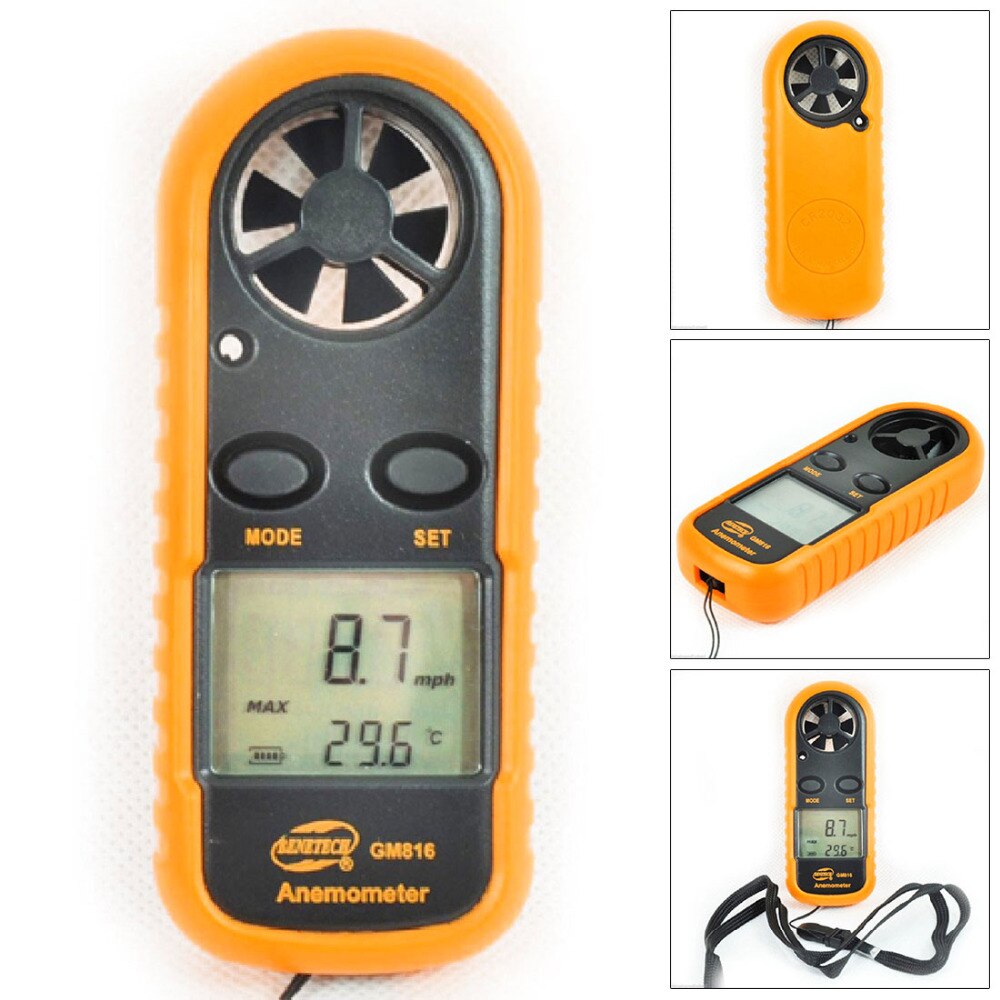GM8901 Digital Anemometer - Windgeschwindigkeit Messgerät | LCD Mit Beleuchtung, Misst Temperatur & Wind Chill