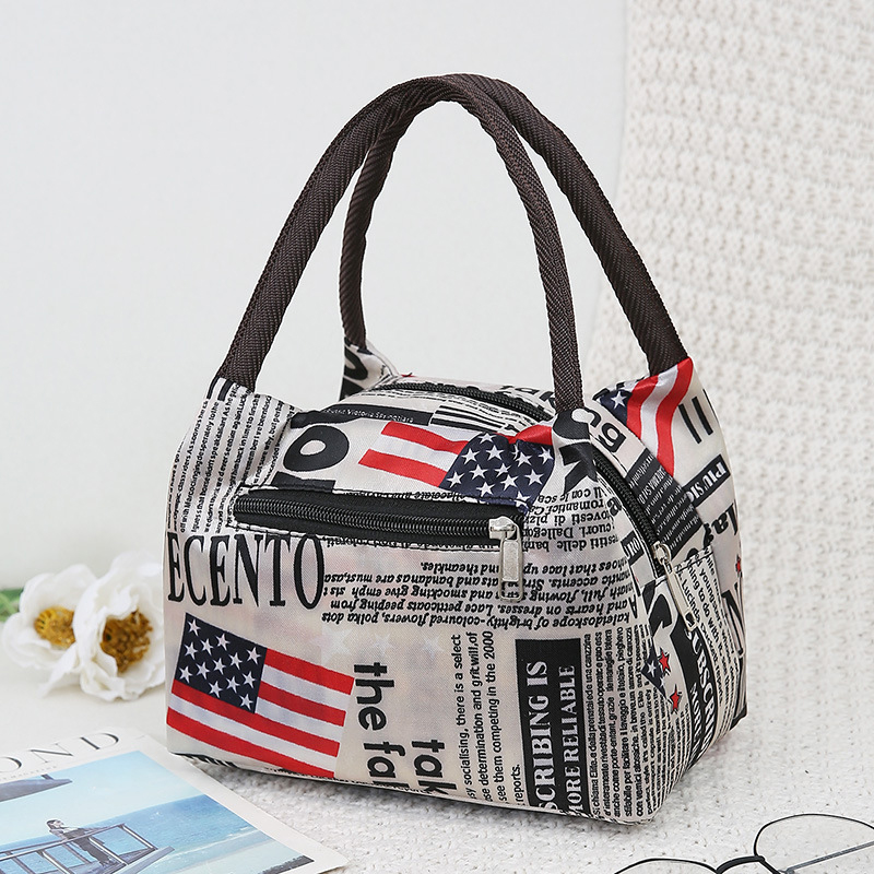 Reusable Lunch Bag For Women Large Capacity Oxford Cloth Waterproof Lunch Box Bag Office Worker Student Lunch Tote Bags: Gold