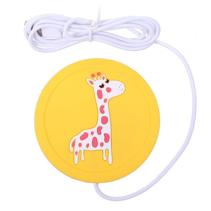 Estera para taza de calor con dibujos USB, calentador de bebidas, posavasos, calentador de café, té, mantener el calor: giraffe