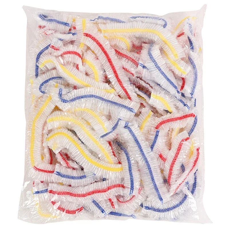 Disposable Food Cover Plastic Colorful Elastic Wrap Food Covers Fresh-keeping Lid Plate Kitchen Nylon Packaging Bags Storage Bag: 100Pcs