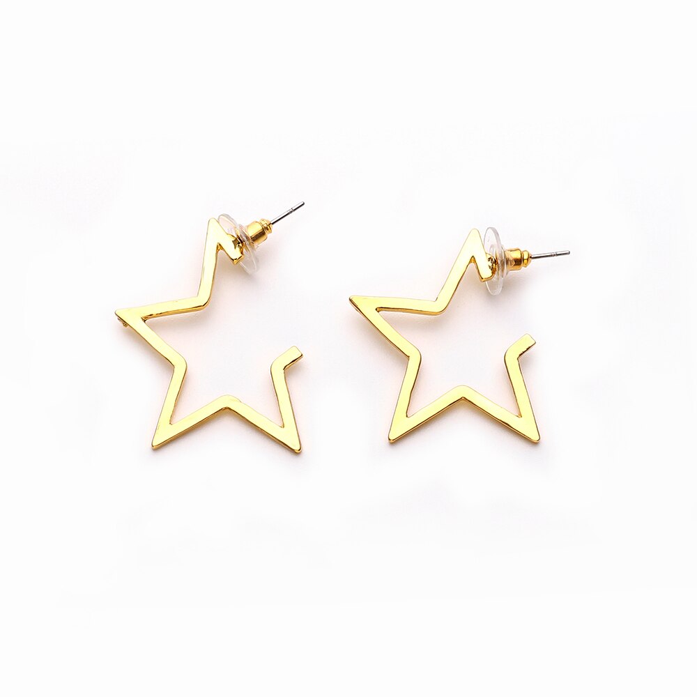 Irregular Spin Gold Heart Earrings Flower Embossing Three Heart Long Earrings Jewelry: Star