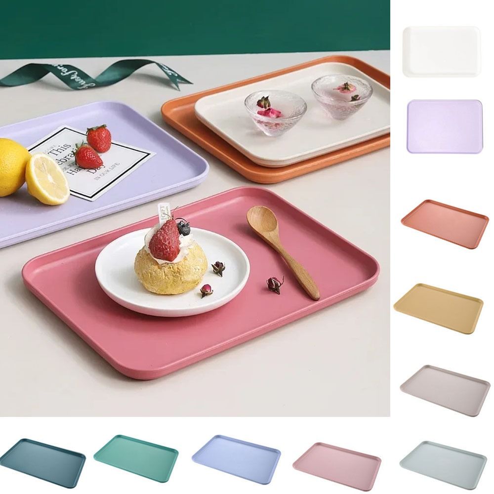 Plastic Wheat Straw Storage Tray Eco-friendly Large Capacity Rectangular Serving Tray Exquisite Fruit Salad Tray Hotel