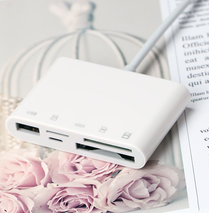 Ios 13 sd tf xqd kort usb 3.0 kortläsare stöd usb mus u flash disk enhet otg adapter för iphone 11 pro max x xs  xr 7 8 12