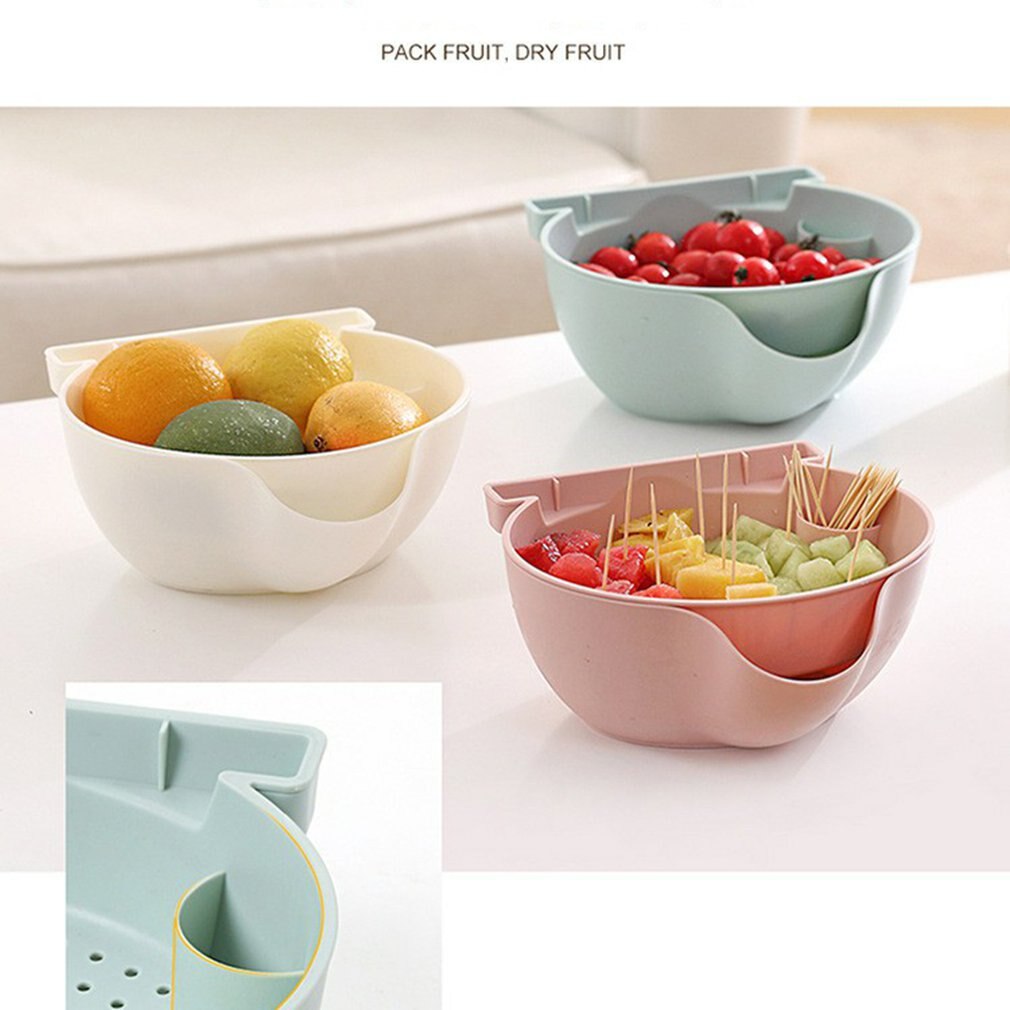 Double fruit tray drain basket PP Double-layer Home use Lazy candy tray box Kitchen Living room Nibbling