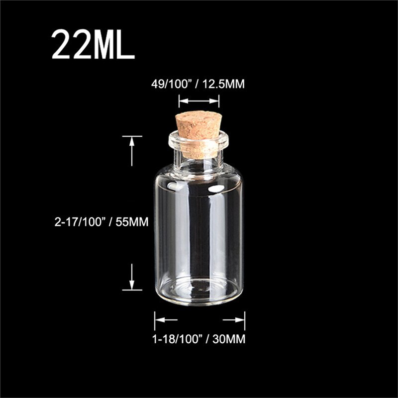 24PC Mini transparent Glas Kork Flaschen Handwerk Fläschchen Klar Glas Leere wünschen Flaschen 4ml 10ml 100ml Gläser Container Diy Fläschchen: 22ml