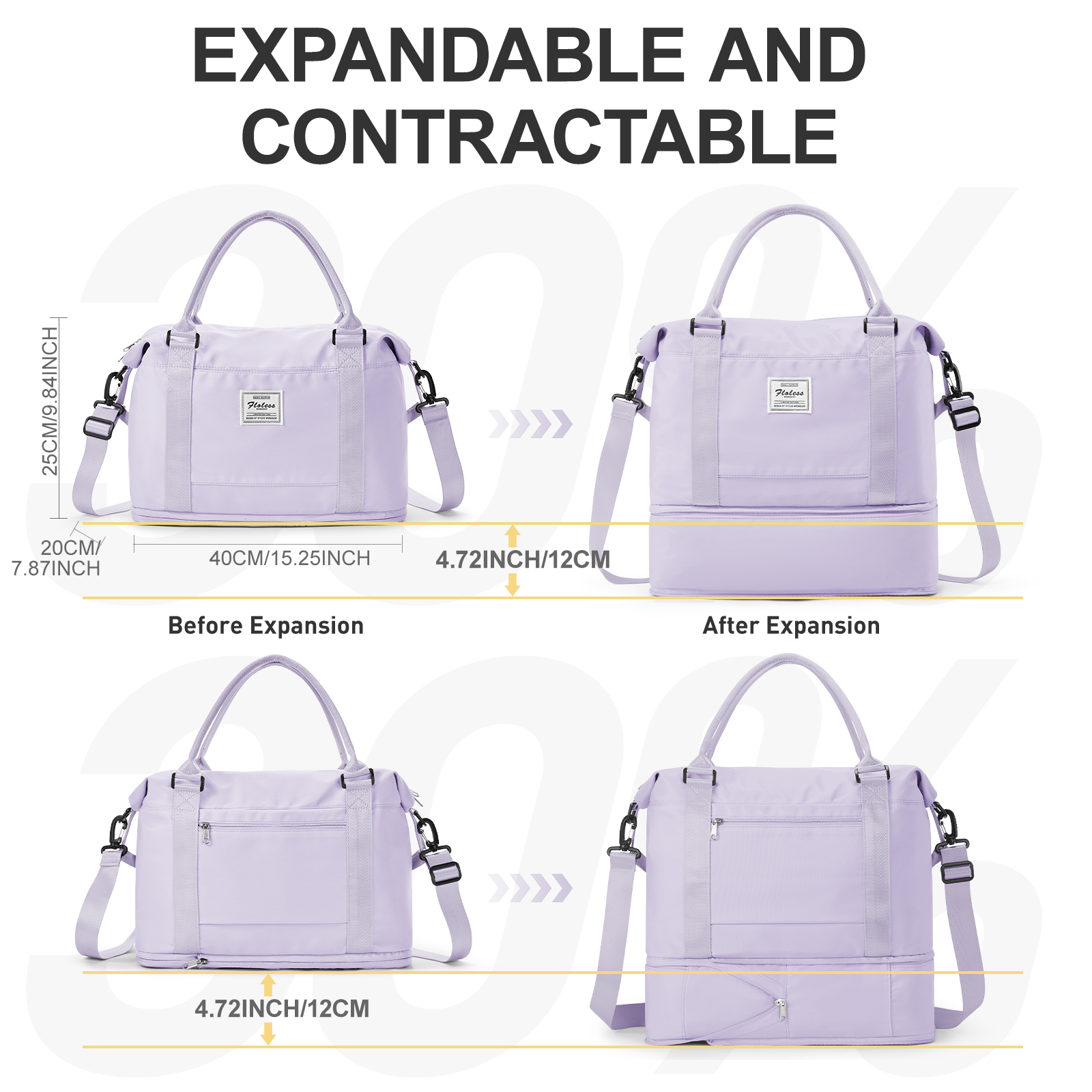 Travel Inspira Borsa Tote Da Viaggio Grande: Zainetto In Nylon Impermeabile Per Uomo E Donna, Borsa Da Lavoro Con Tracolla Regolabile E Fondo Rinforzato - Grigio