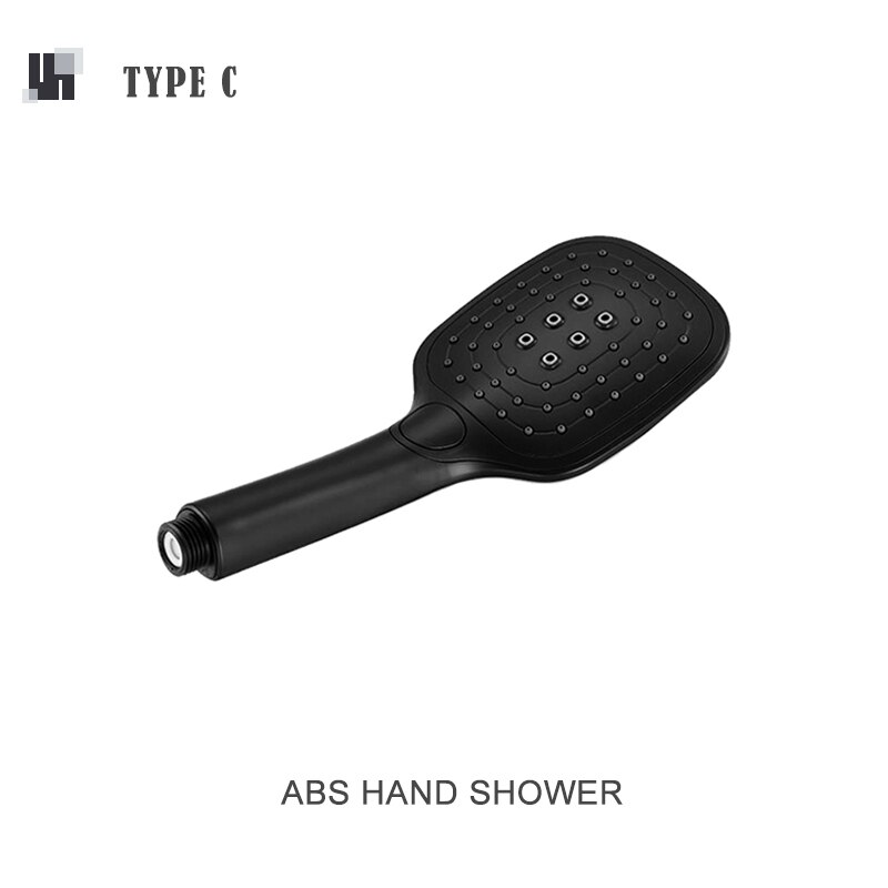Black 3 Function ABS Hand Held Shower Head High Pressure Rain Shower Sprayer Set Wall Mount Slide Bar with Hose and Bracket: C Hand Shower only