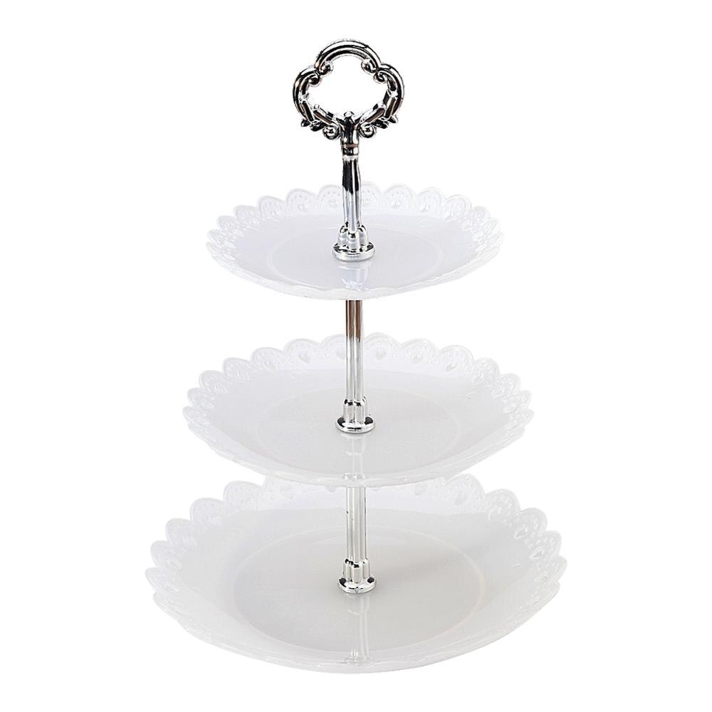 3 Tier Plastic Cake Stand Afternoon Tea Wedding Plates Party Tableware Cake Tray Display Rack Cake Decorating Tools: Transparent