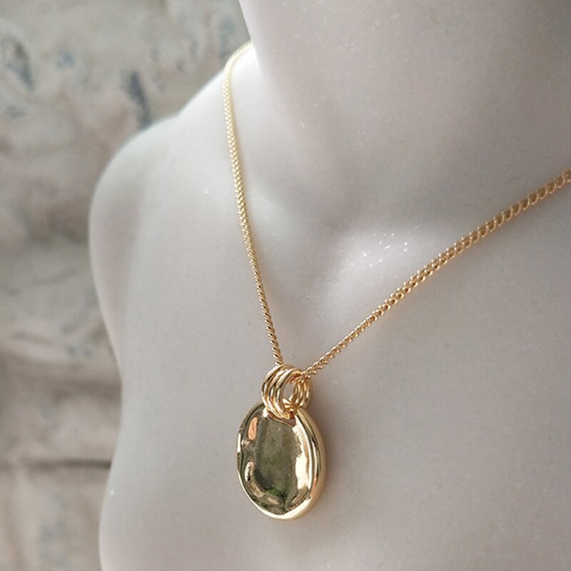 Peri&#39;sbox – collier ras du cou en argent Sterling 925 avec disque en or martelé, pièce de monnaie Concave texturée, médaillon rond Simple