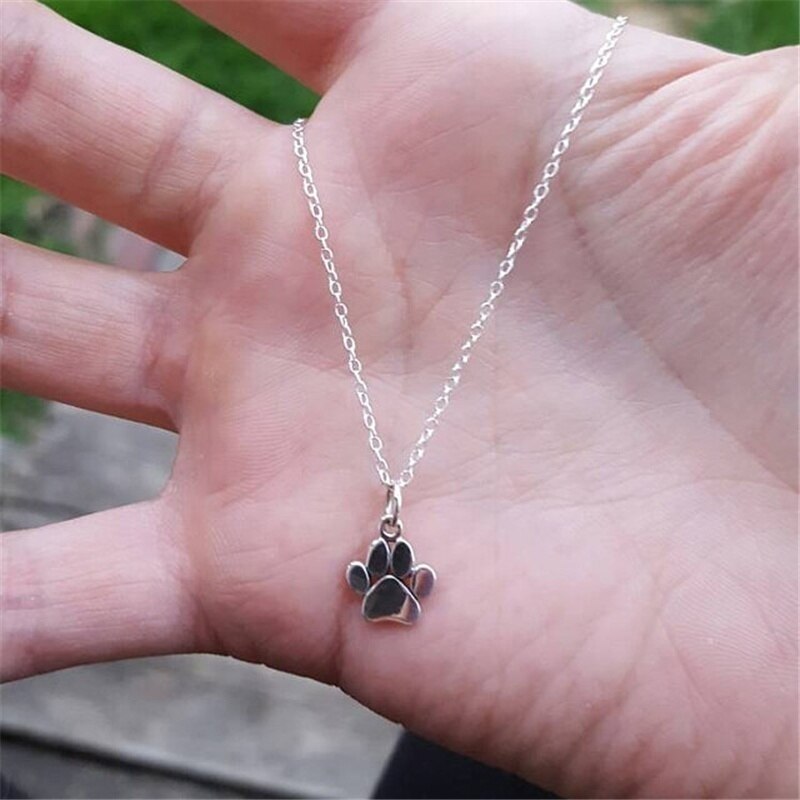 Delysia King Women Trendy Pet memoriale collana in oro ragazze simpatico ciondolo con stampa zampa di animale