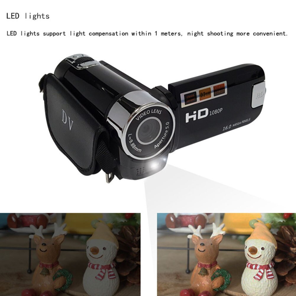 1080P Timed Selfie Shooting LED Light Digital Camera High Definition DVR Clear Night Vision Camcorder Portable Anti-shake Camera