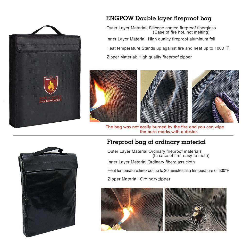Dubbelzijdig Draagbare Bestand Zak Brandwerende Waterdicht Hittebestendig Thuis Document Zak D25