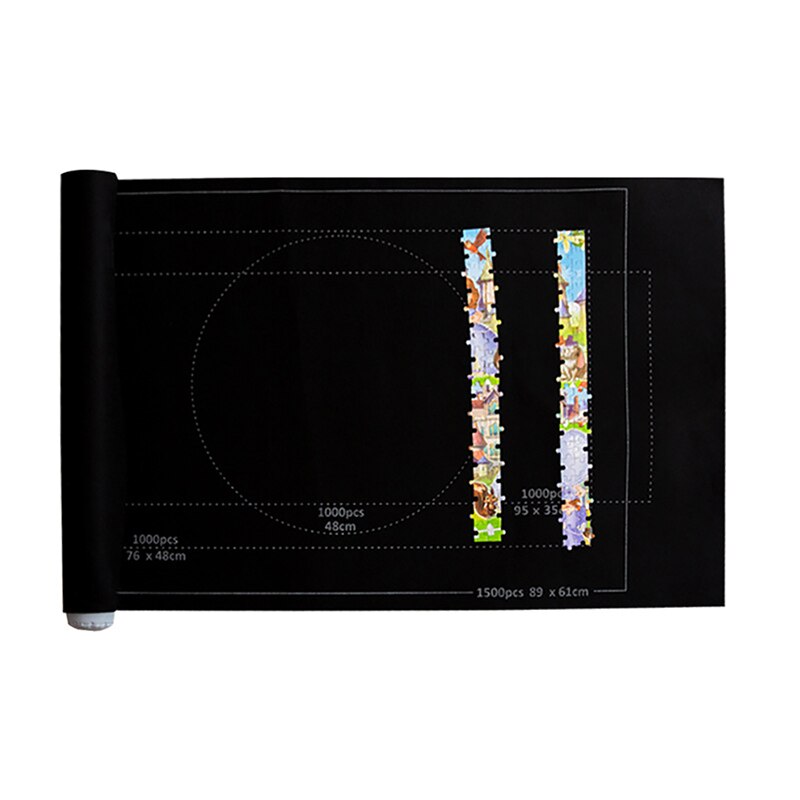 Puzzels Pad Jigsaw Roll Vilt Mat Puzzels Deken Voor Tot 1500 Stuks Puzzel Accessoires Draagbare Reizen (Alleen puzzel Mat): Black