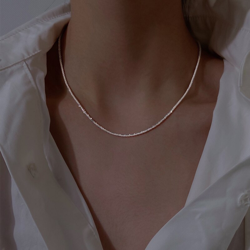 Catena di serpenti neutri di moda da donna catena di clavicola stile semplice catena in acciaio inossidabile a spina di pesce torsione catena d&#39;oro senza collana pendente: N005