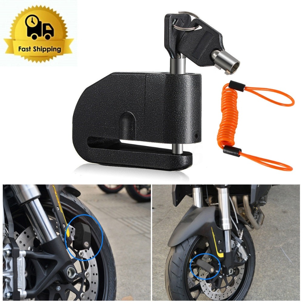 Blocked Disc Lock Alarm Stainless Steel Universal Motorcycle Safety BF