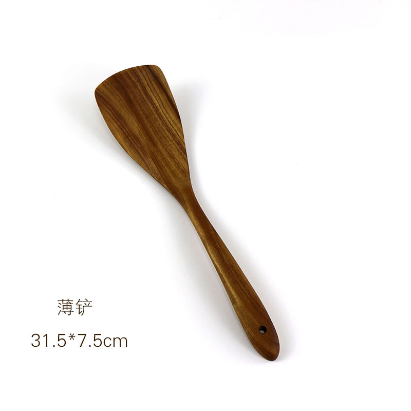 1PC solid wood soup spoon rice spoon tableware cooking long handle wooden shovel household kitchen shovel cooking spoon set: F