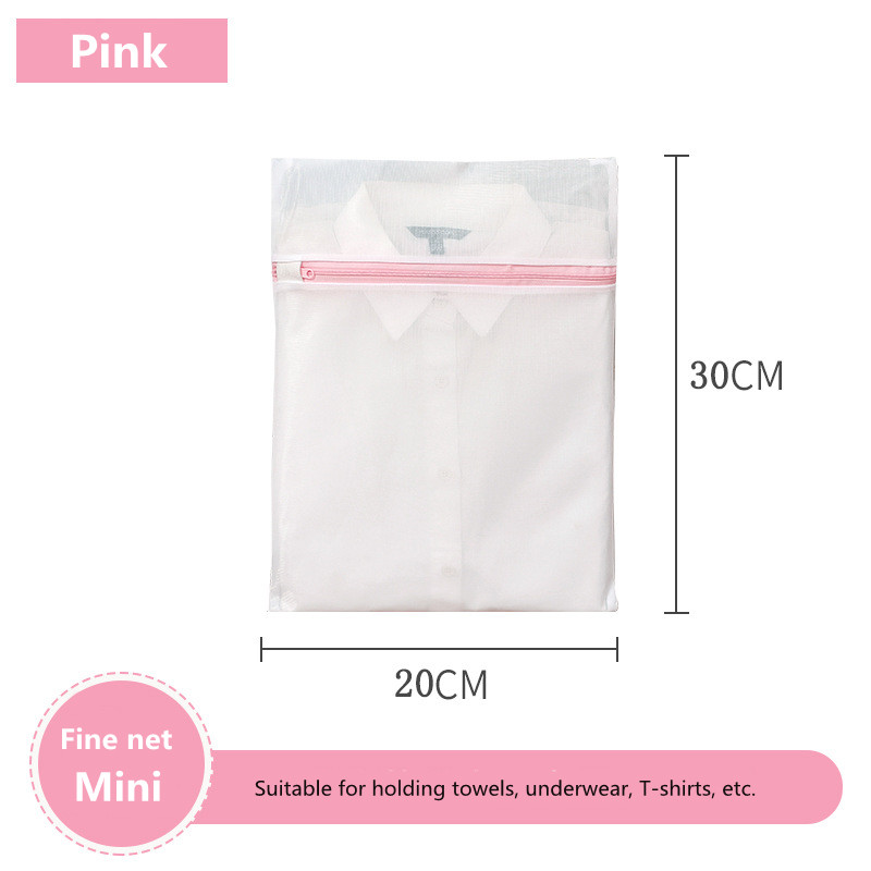 Coarse/Fine Net Dirty Laundry Bag Zippered Mesh Washing Machine Bag Large Capacity Clothes Organizer Bags for Washing Underwear: Fine net 20-30cm