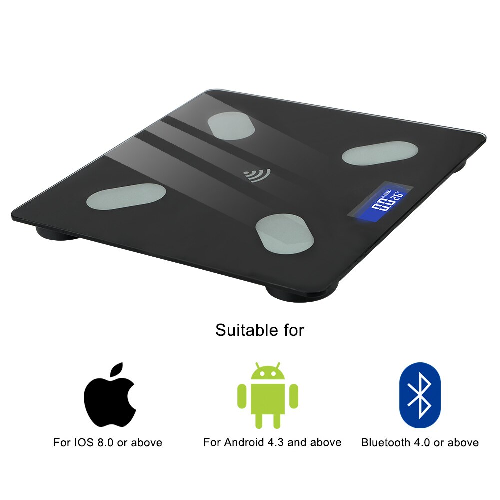 Intelligente bluetooth APP Android IOS Haushalts Waage USB Ladung LCD Digitalen Bildschirm Clever BMI Fett Skala