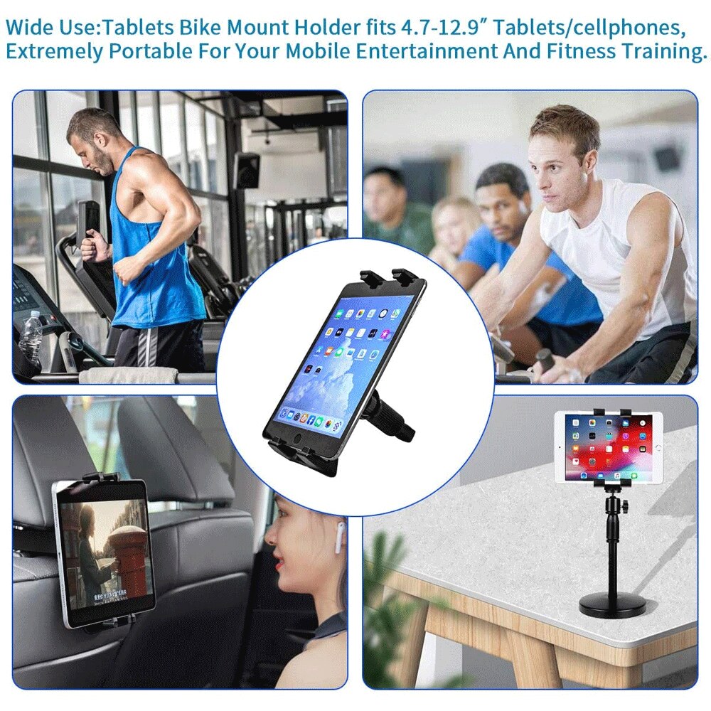 Universele Auto Tablet Houder Indoor Gym Loopband Oefening Fietsstuur Mount Stand Voor Ipad Pro 12.9 Xiaomi Samsung Tablet Pc